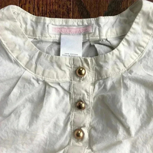 Janie and Jack Girls 18-24M 100% Cotton White Blouse w/Gold Accent Buttons - Picture 2 of 7